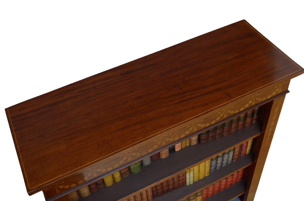 Edwardian Mahogany and Inlaid Open bookcase View III