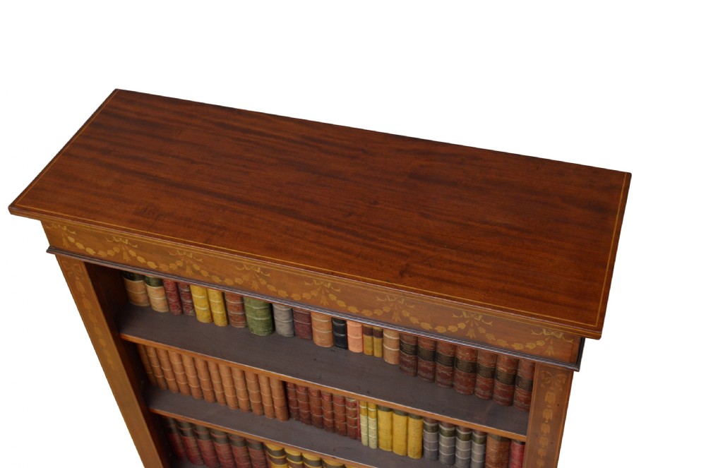 Edwardian Mahogany and Inlaid Open bookcase View IV