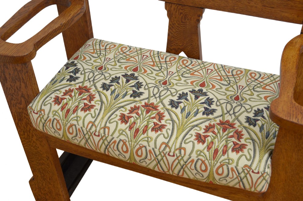 Stylish Arts and Crafts Oak Bench of Narrow Proportions  View XI