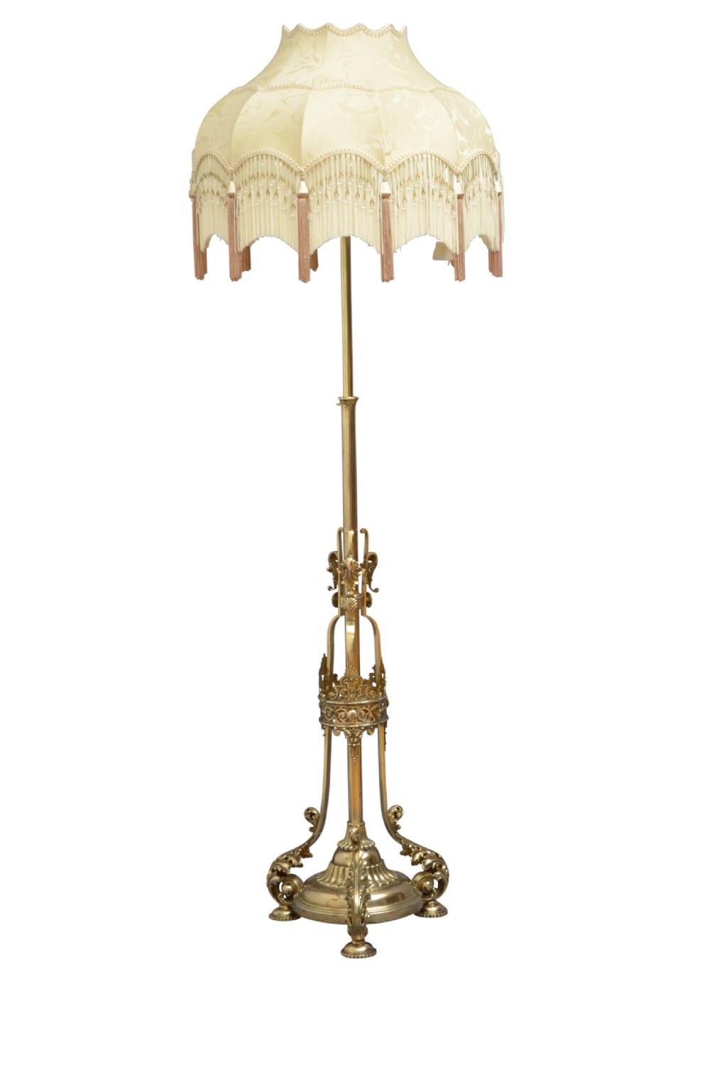 Victorian Brass Floor Standard Lamp by R. W. Winfield, Birmingham 