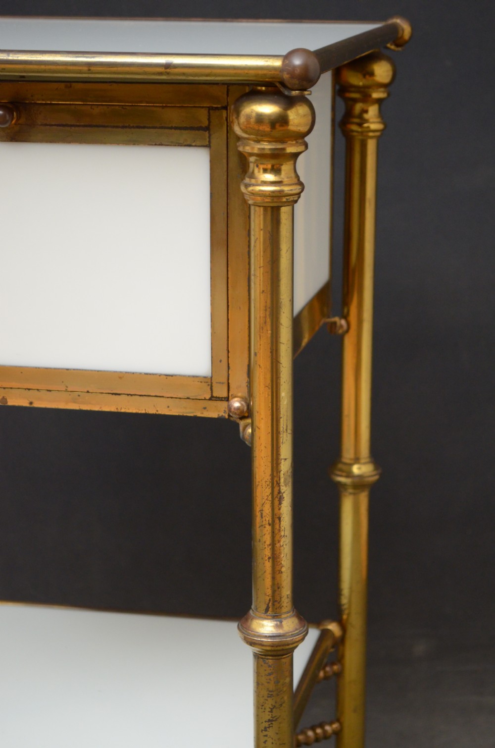 Unusual Late 19th Century Brass and Milk Glass Cabinet  View VII