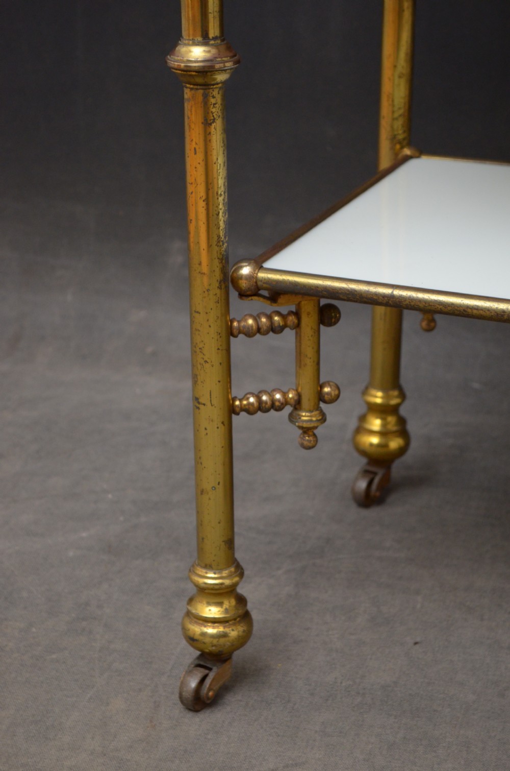 Unusual Late 19th Century Brass and Milk Glass Cabinet  View VIII