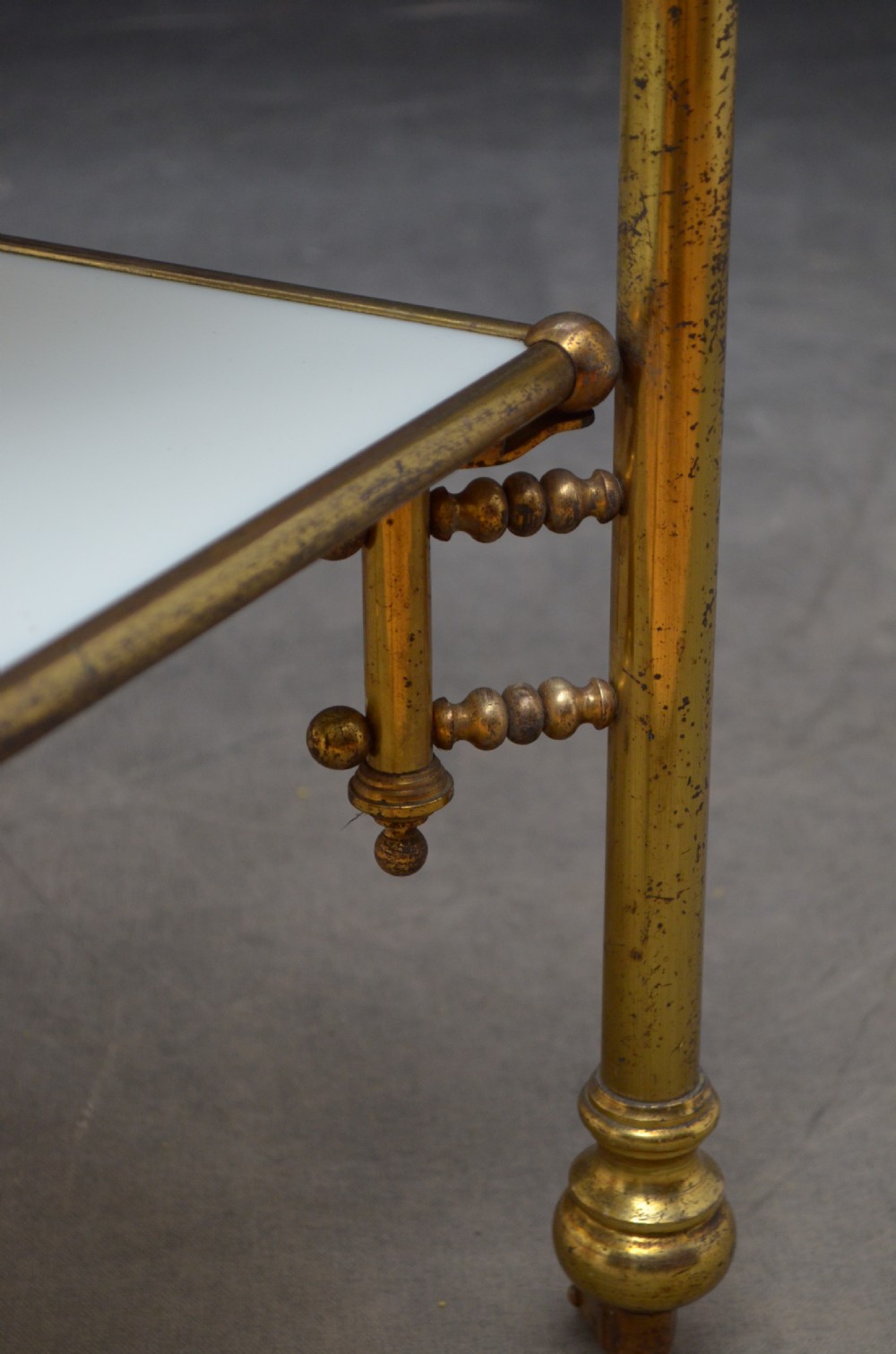 Unusual Late 19th Century Brass and Milk Glass Cabinet  View X