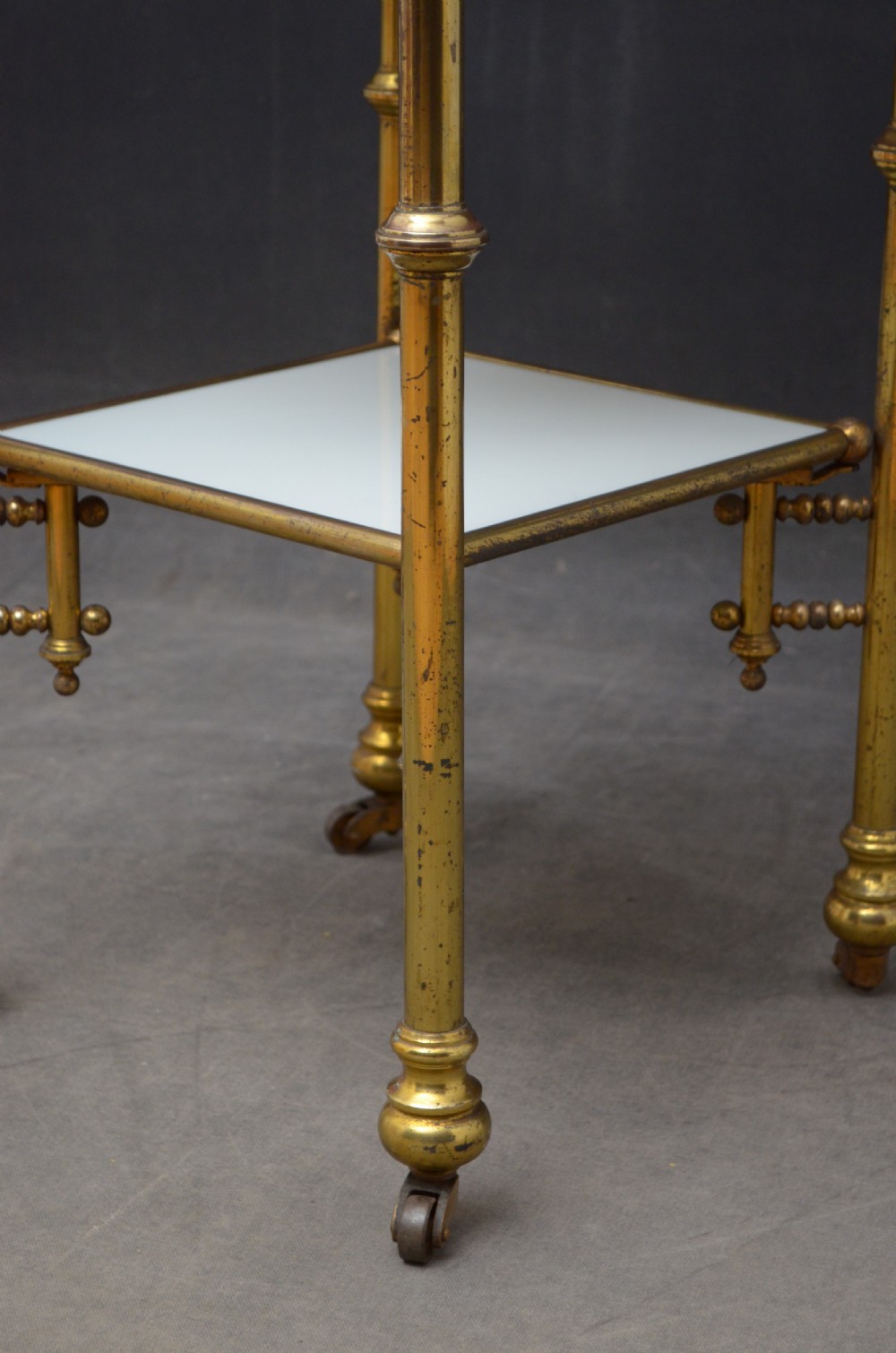 Unusual Late 19th Century Brass and Milk Glass Cabinet  View XI