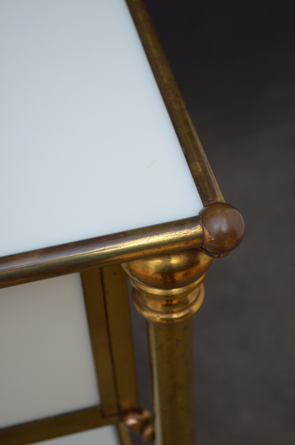 Unusual Late 19th Century Brass and Milk Glass Cabinet  View XXIII