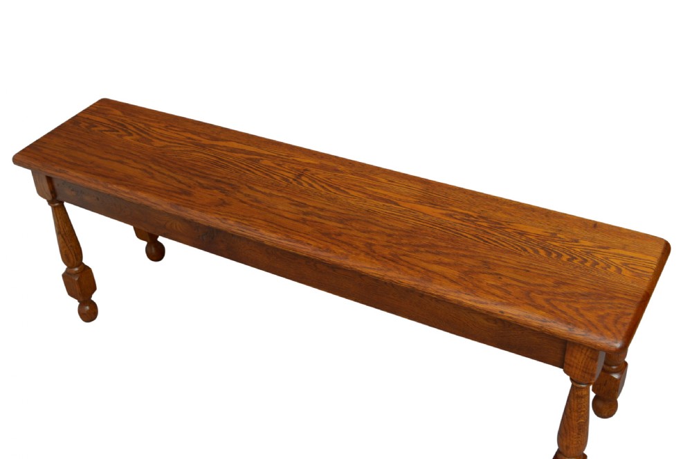 Early XXth Century Solid Oak Bench View II