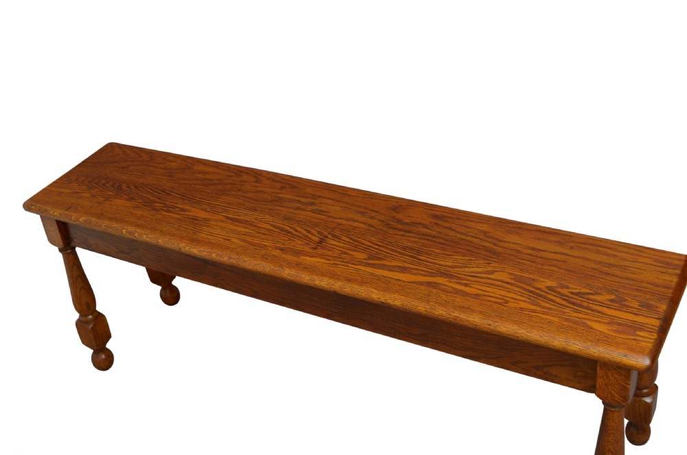 Early XXth Century Solid Oak Bench View III