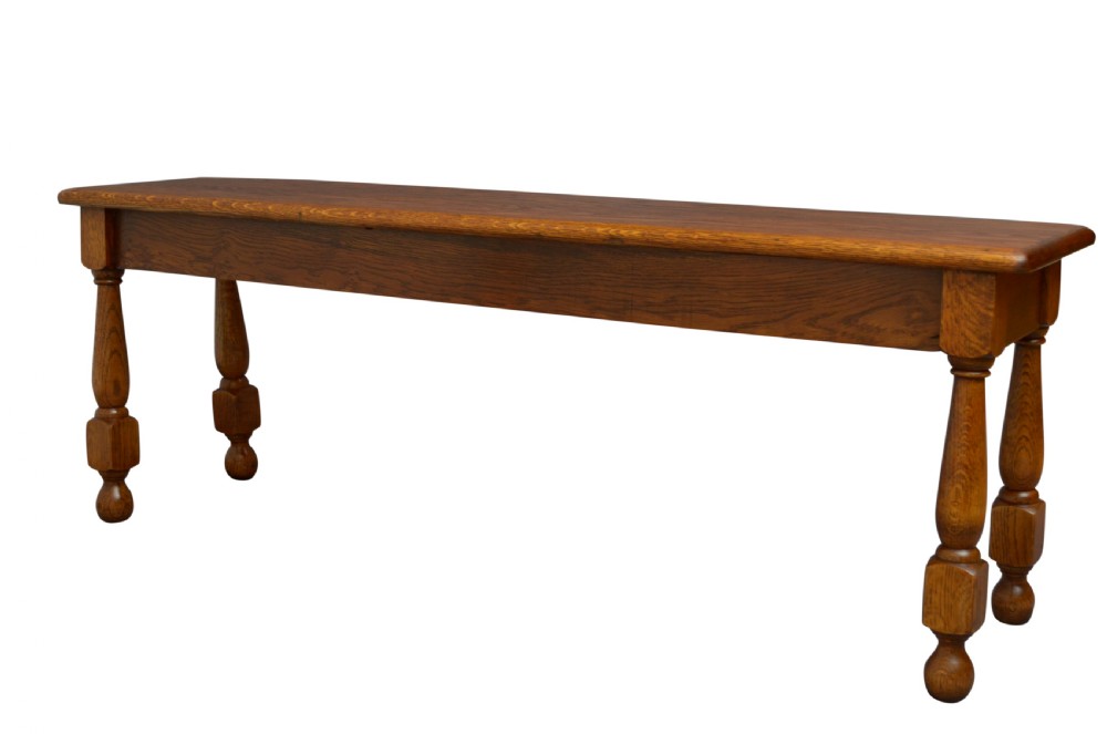 Early XXth Century Solid Oak Bench View IV