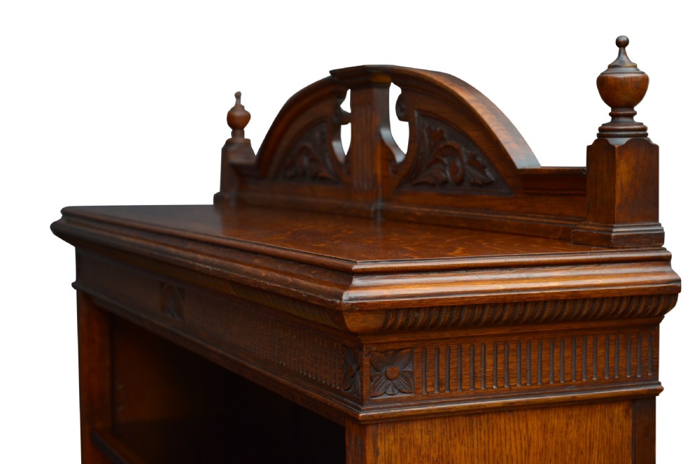 Victorian Solid Oak Open Bookcase View XV