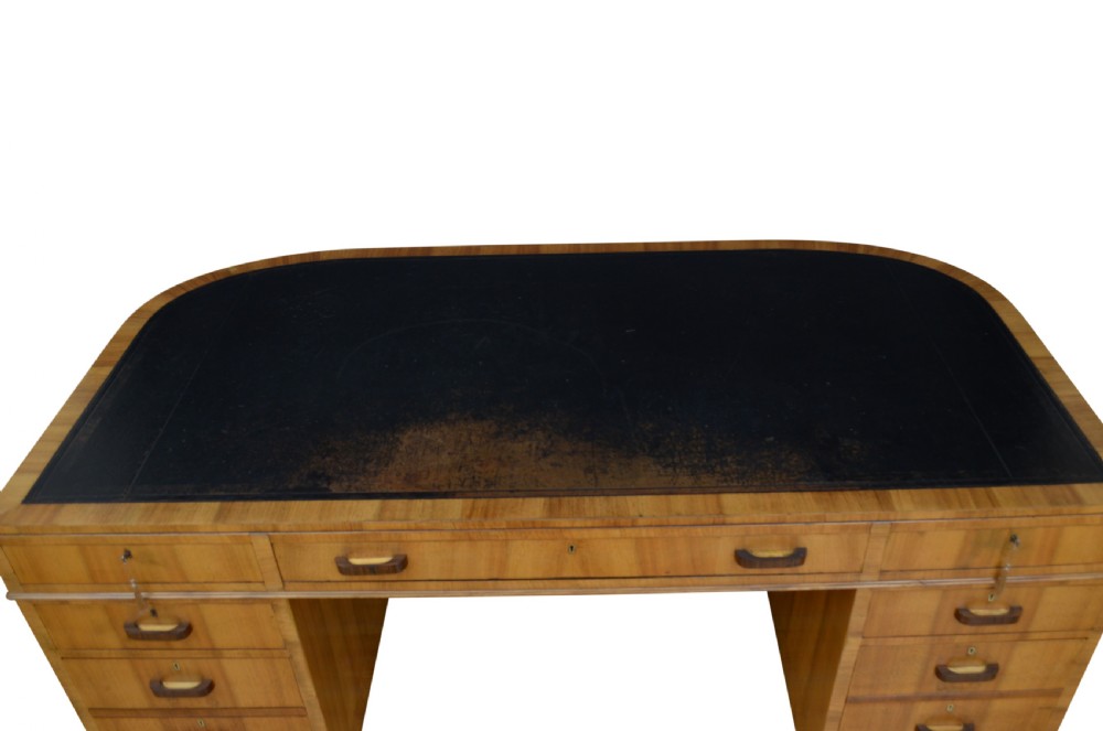 Large Art Deco Walnut Desk View V