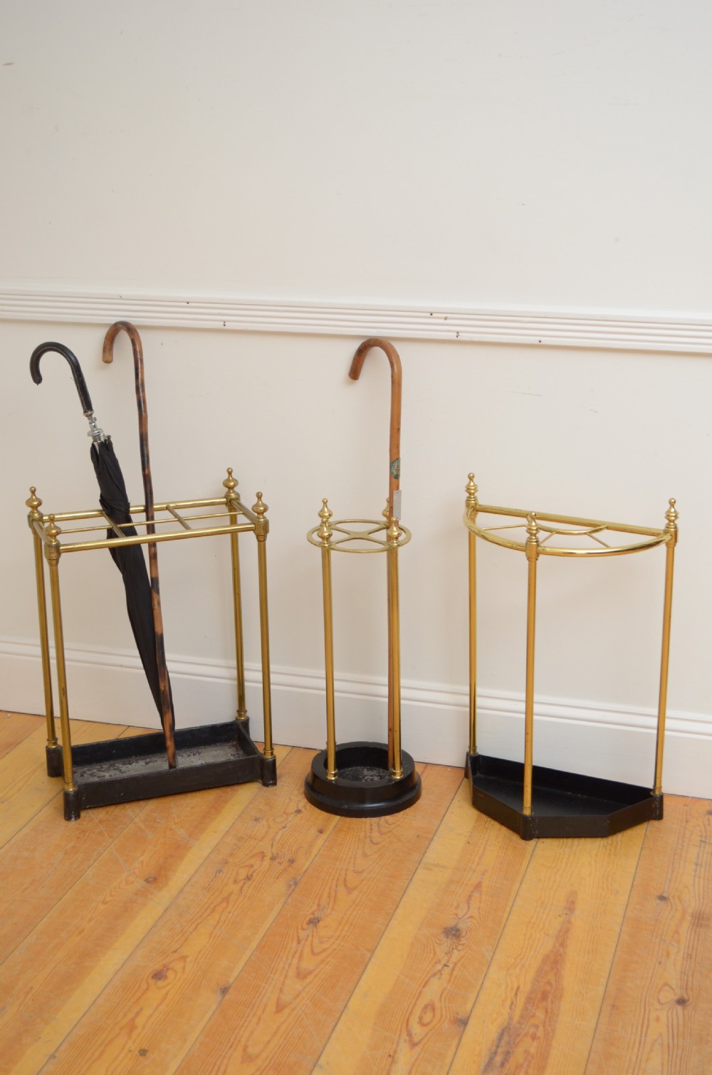Matched Pair of Brass Umbrella Stands  View XVI