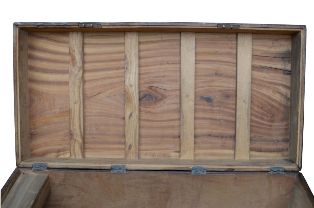 Extra Large 19th Century Camphor Wood  Campaign Trunk View IX