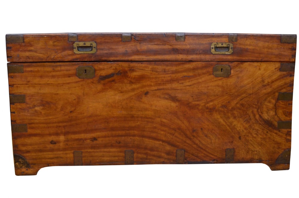 Extra Large 19th Century Camphor Wood  Campaign Trunk View XIII