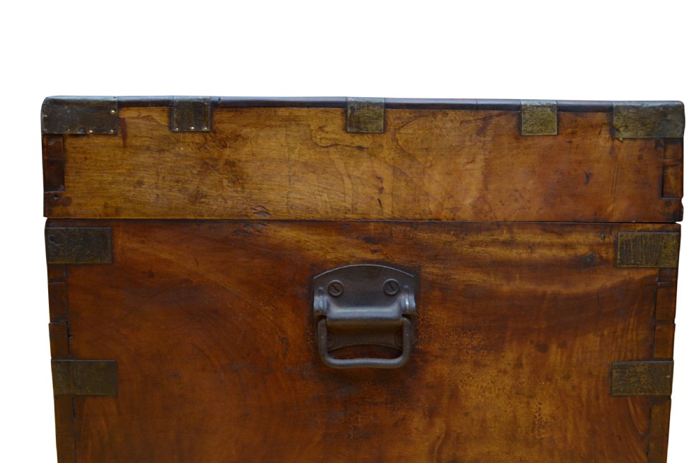 Extra Large 19th Century Camphor Wood  Campaign Trunk View XVI