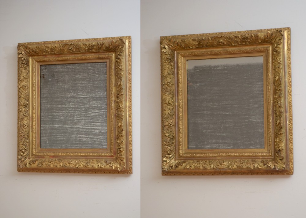 Pair of Antique Gilded Wall Mirrors H71cm 
