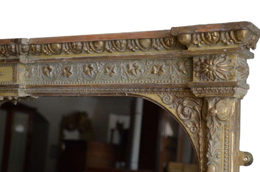 Large English Victorian Wall Mirror Overmantel Mirror H153cm View VIII