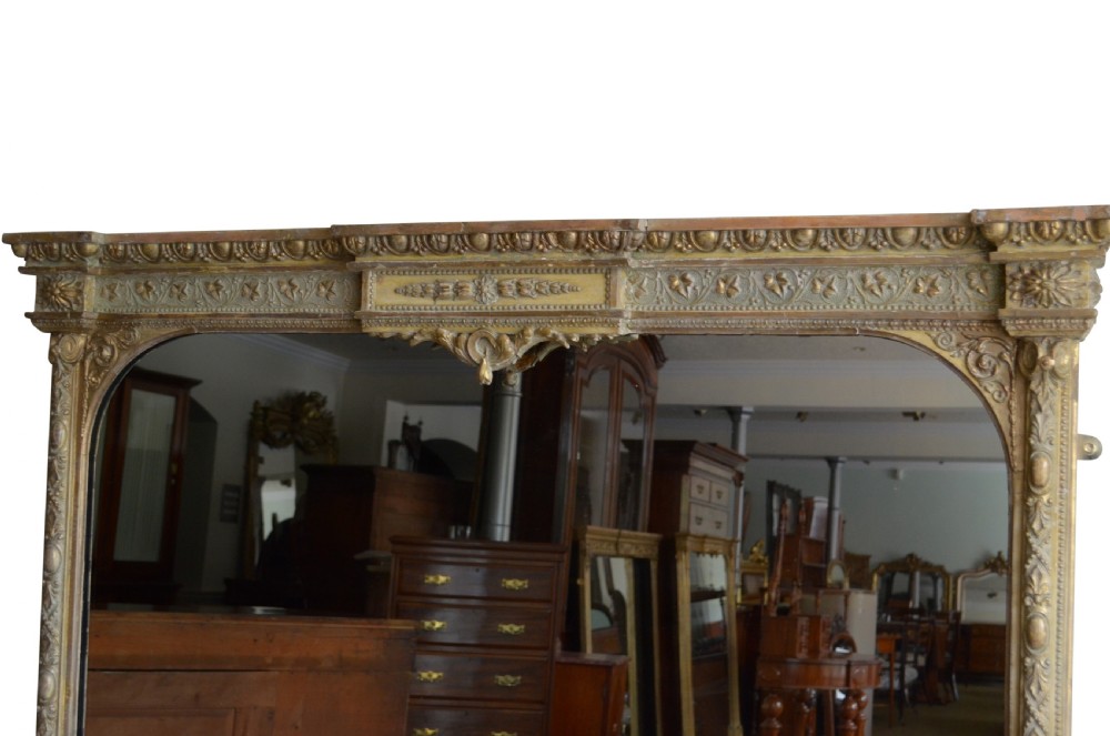 Large English Victorian Wall Mirror Overmantel Mirror H153cm View IX