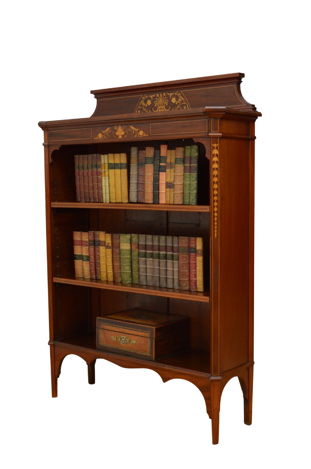 Edwardian Mahogany and Inlaid Open Bookcase