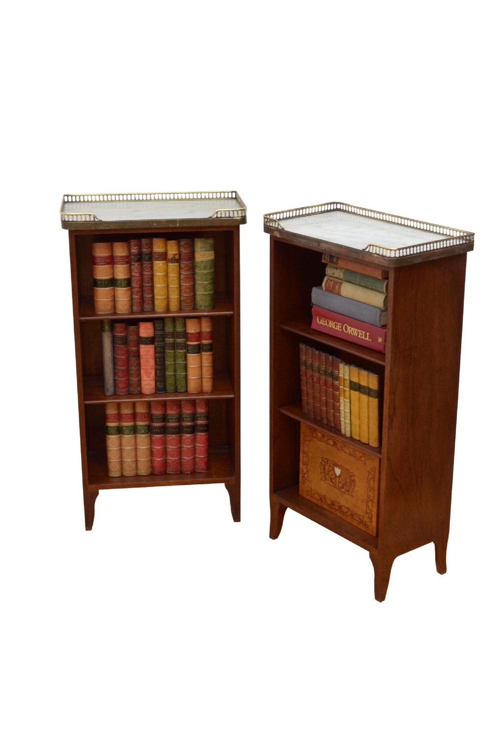 Antique Pair of Open Bookcases Mahogany Bedside Cabinets