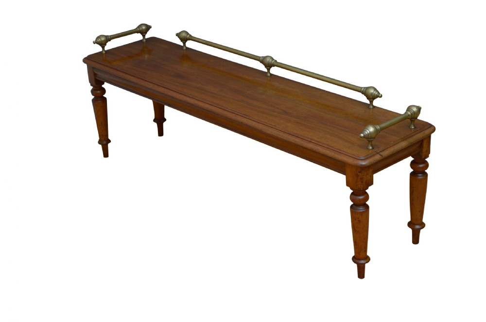 English Victorian Solid Walnut Hall Bench View II