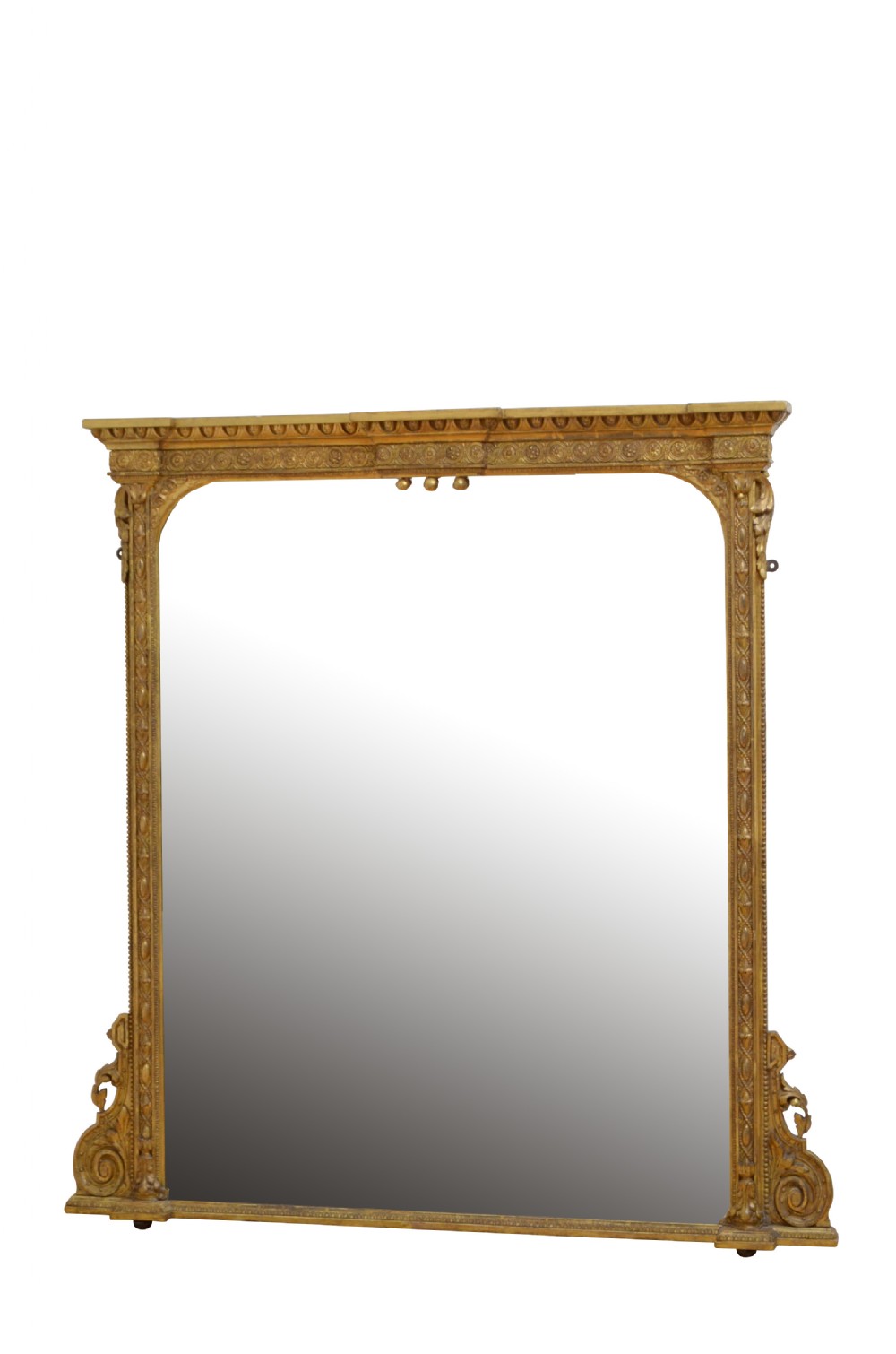 Large Victorian English Giltwood Overmantel Mirror H139cm