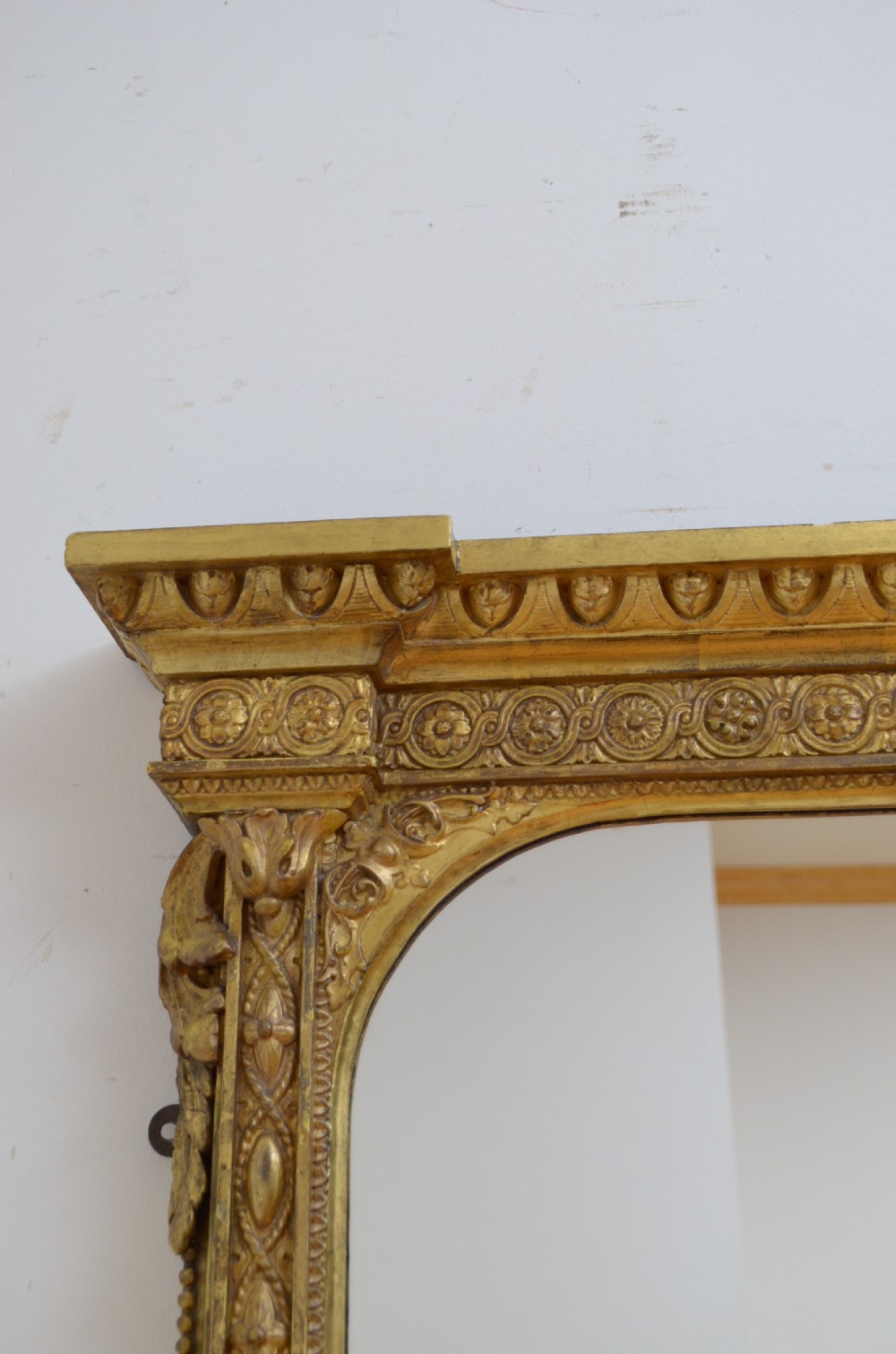 Large Victorian English Giltwood Overmantel Mirror H139cm View V