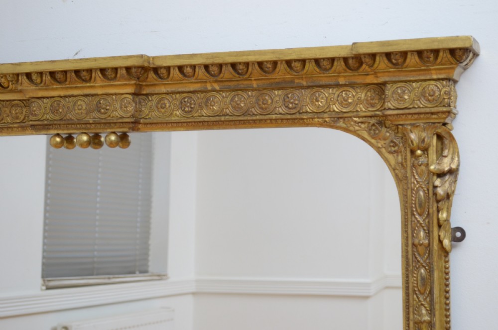 Large Victorian English Giltwood Overmantel Mirror H139cm View VII
