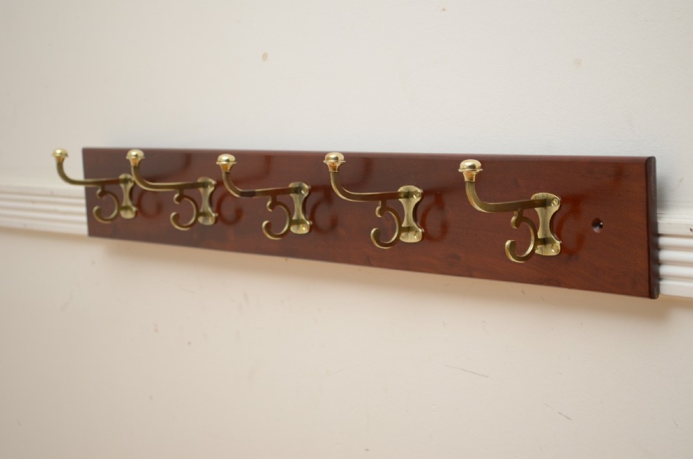 Victorian Brass Coat Hooks Rack View II