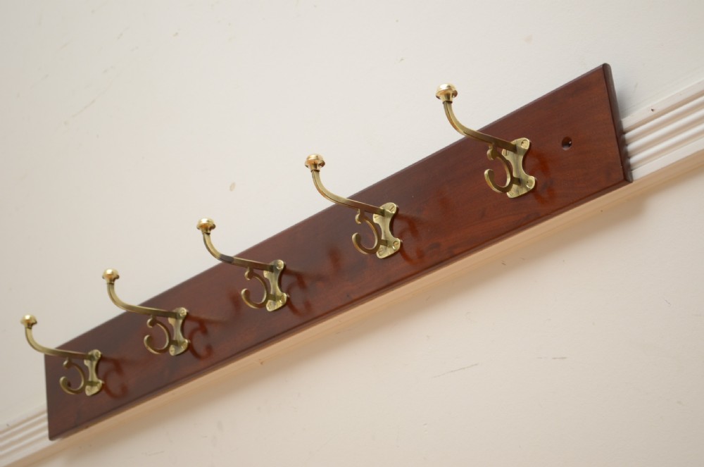 Victorian Brass Coat Hooks Rack View IV