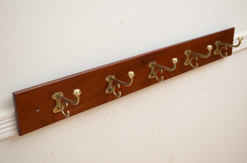 Victorian Brass Coat Hooks Rack View V