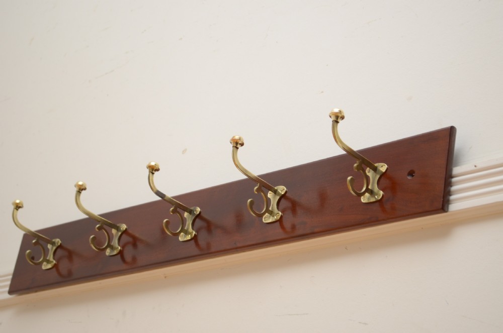 Victorian Brass Coat Hooks Rack View VII