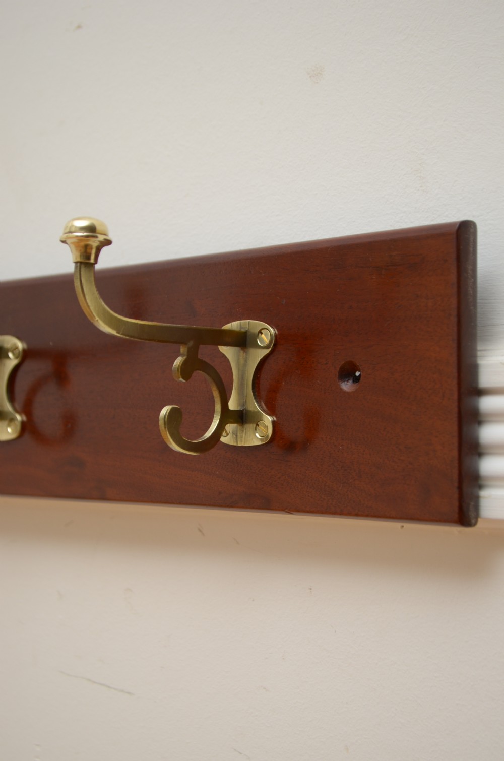 Victorian Brass Coat Hooks Rack View XII