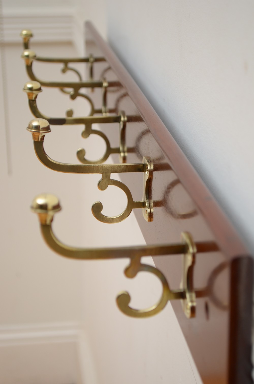 Victorian Brass Coat Hooks Rack View XXII