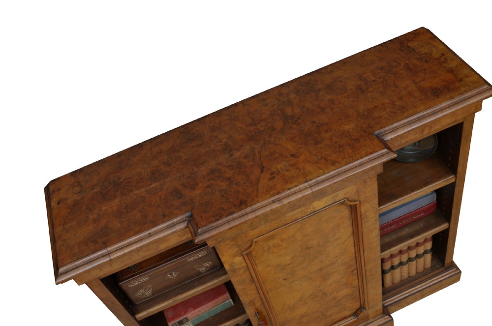 Rare English Victorian Walnut Bookcase Cabinet Sideboard of Narrow Proportions View VI