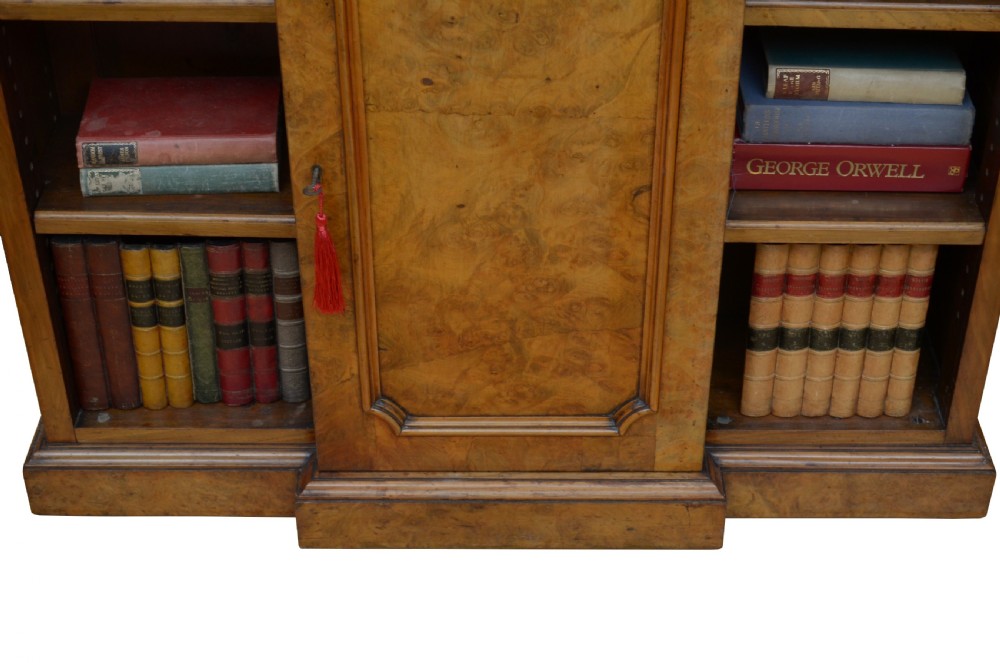 Rare English Victorian Walnut Bookcase Cabinet Sideboard of Narrow Proportions View XIV