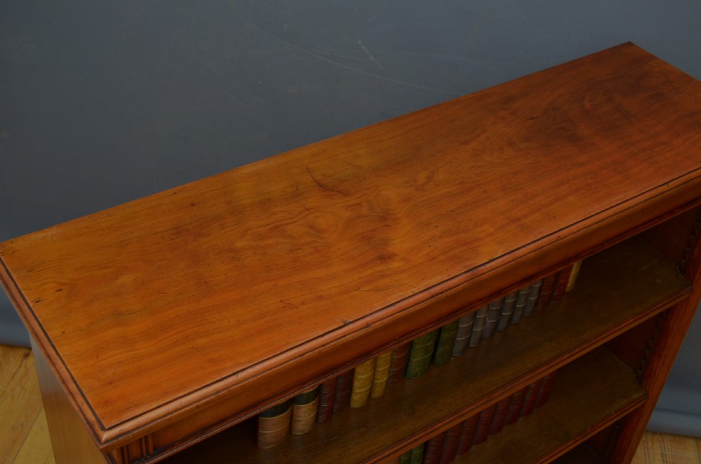 A Low Late Victorian Solid Walnut Open Bookcase View VII