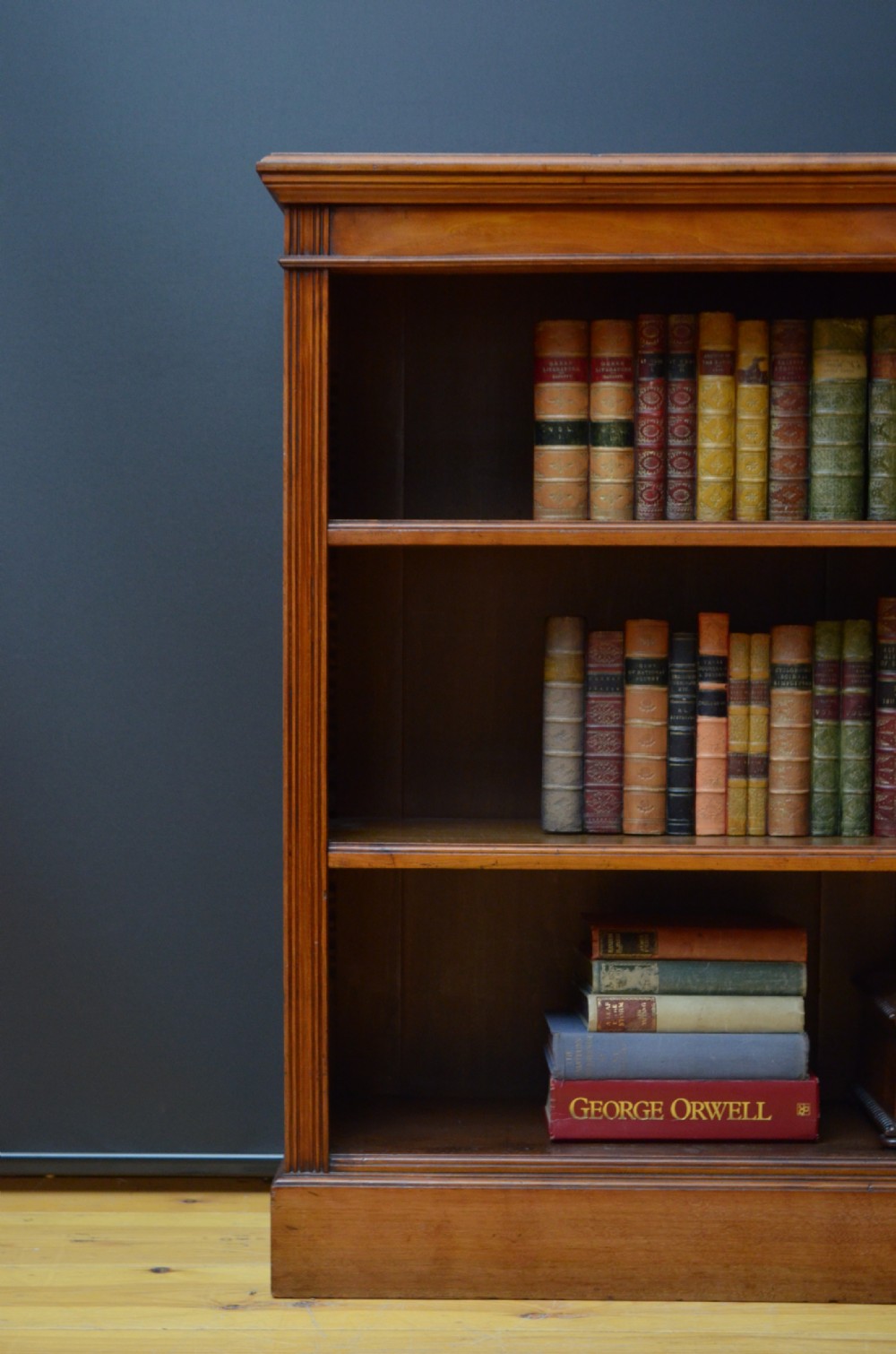 A Low Late Victorian Solid Walnut Open Bookcase View VIII