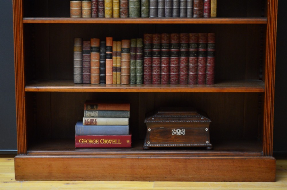 A Low Late Victorian Solid Walnut Open Bookcase View XII