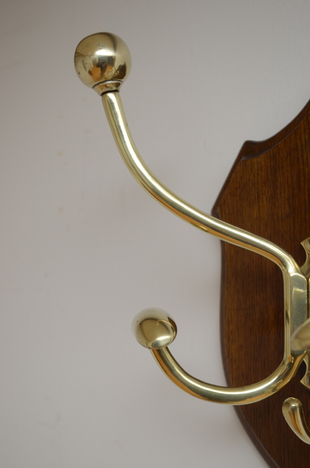Victorian Brass and Oak Coat Hooks View V