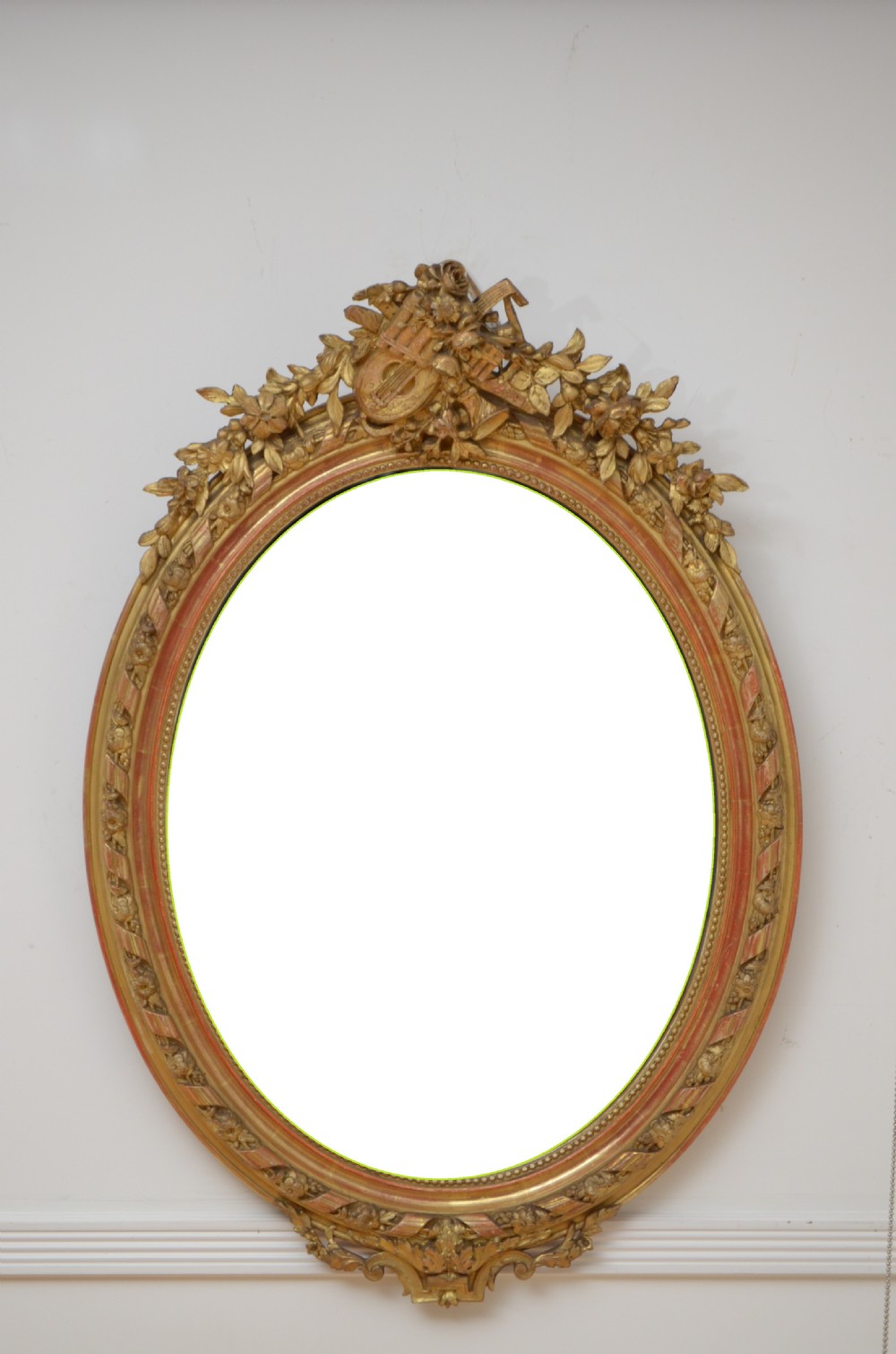 19th Century French Gilt Wall Mirror H119cm