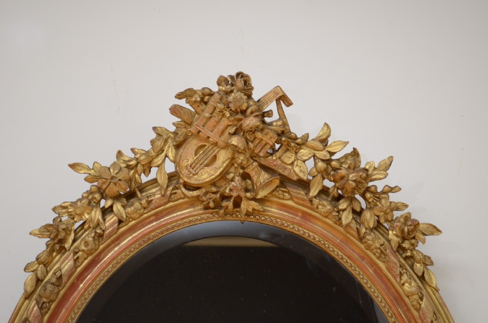 19th Century French Gilt Wall Mirror H119cm View X