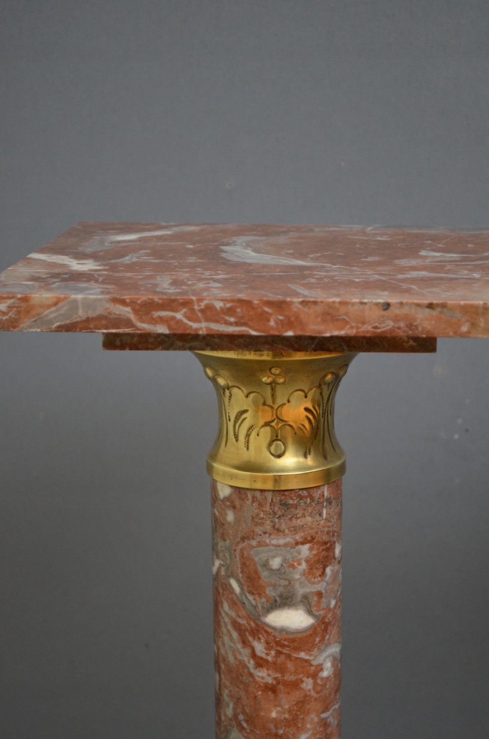 Pair of Antique Marble Pedestals - Rouge Marble Columns View IV