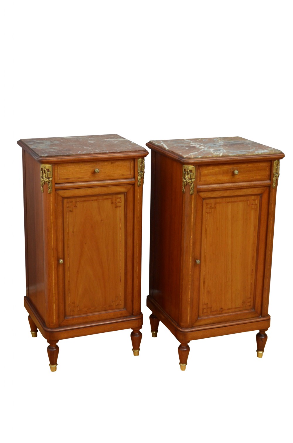 Pair Of Turn Of The Century Bedside Cabinets In Mahogany

