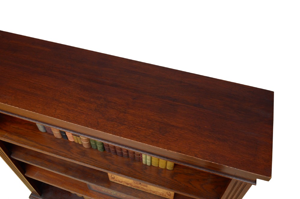 Late Victorian Solid Oak Open Bookcase View VII