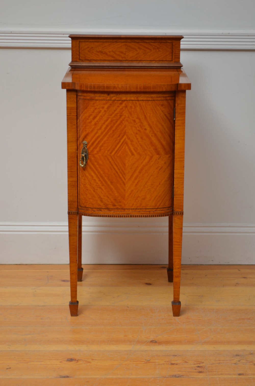 Two Edwardian Satinwood Bedside Cabinets Bedside Cupboards View VI