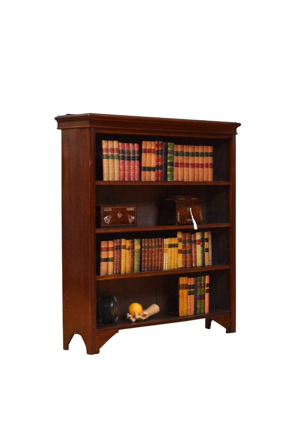 English Edwardian Mahogany Open Bookcase View IV