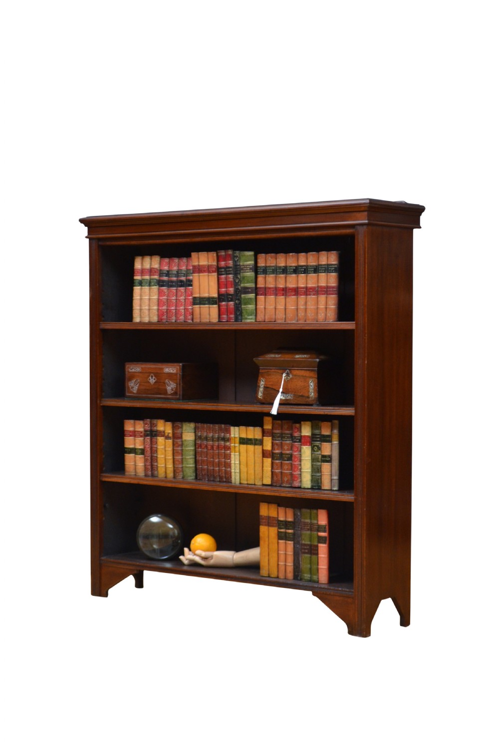 English Edwardian Mahogany Open Bookcase View III
