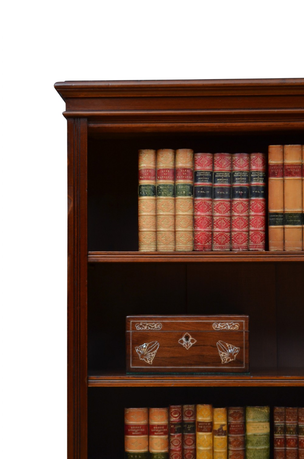 English Edwardian Mahogany Open Bookcase View IX