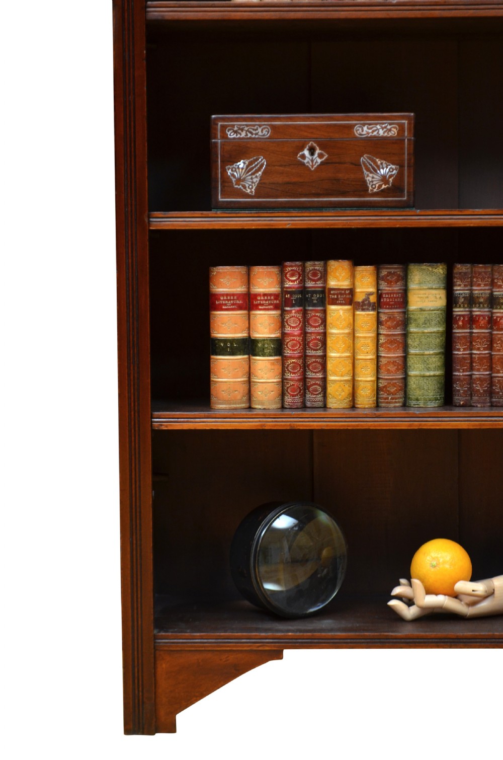 English Edwardian Mahogany Open Bookcase View X