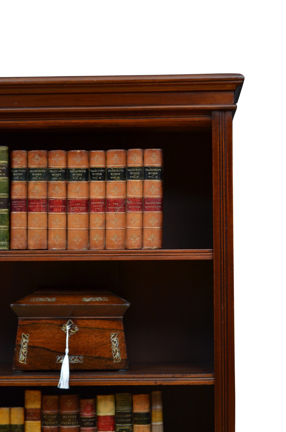English Edwardian Mahogany Open Bookcase View XI